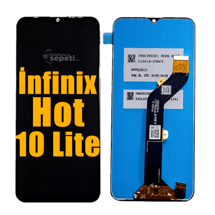 İnfinix Hot 10 Lite Ekran Dokunmatik Siyah Çıtasız A Plus Kalite