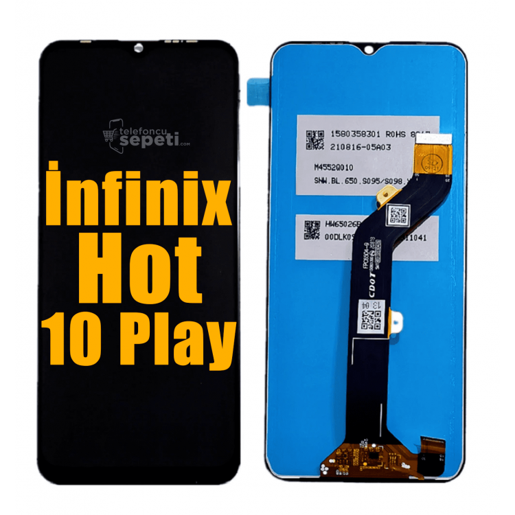 İnfinix Hot 10 Play Ekran Dokunmatik Siyah Çıtasız A Plus Kalite