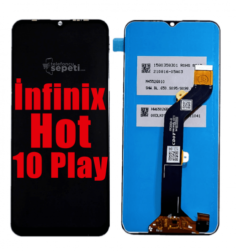 İnfinix Hot 10 Play Ekran Dokunmatik Siyah Çıtasız Orjinal