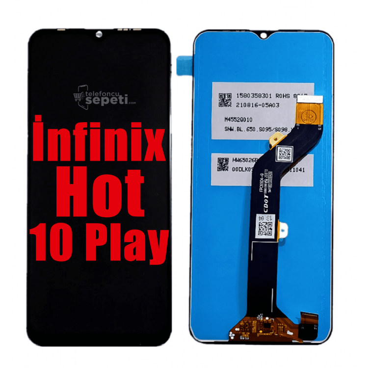 İnfinix Hot 10 Play Ekran Dokunmatik Siyah Çıtasız Orjinal