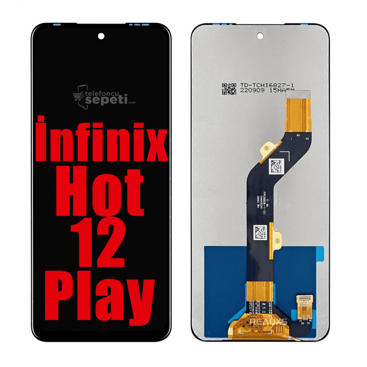 İnfinix Hot 12 Play Ekran Dokunmatik Siyah Çıtasız Orjinal