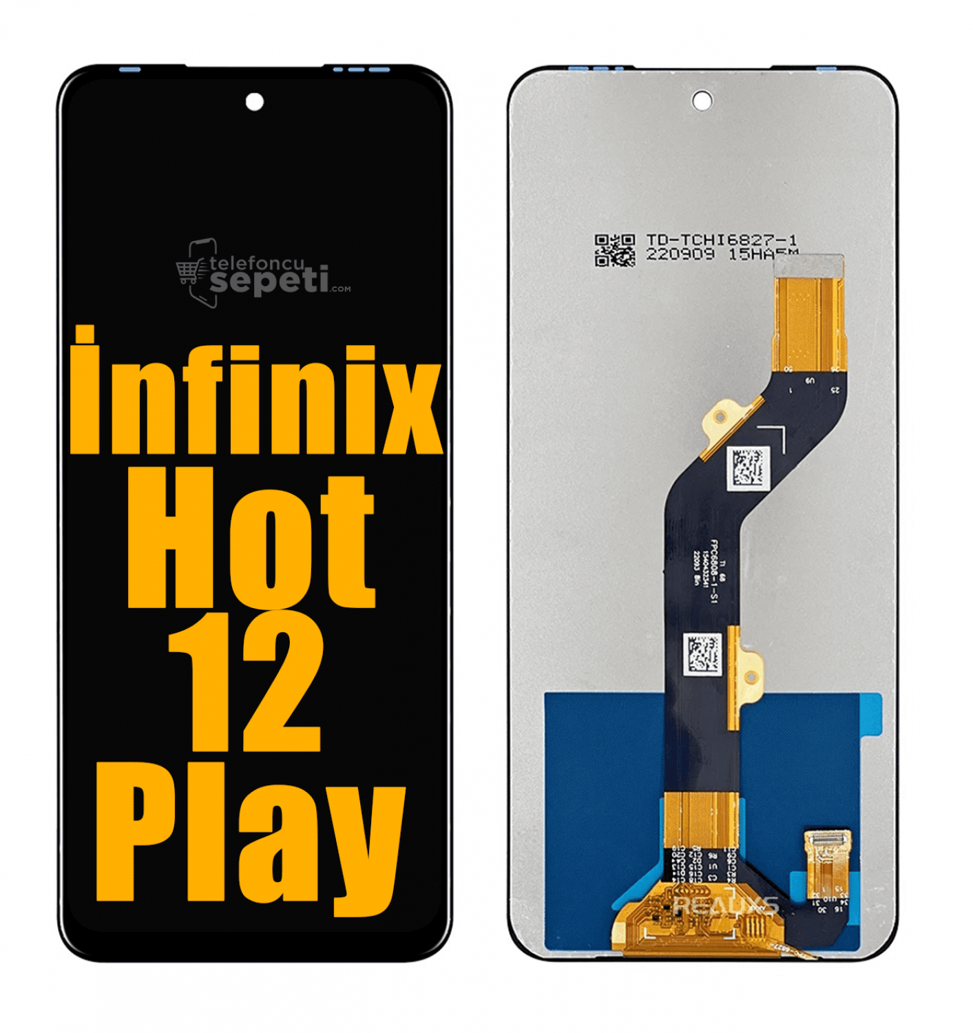 İnfinix Hot 12 Play Ekran Dokunmatik Siyah Çıtasız A Plus Kalite