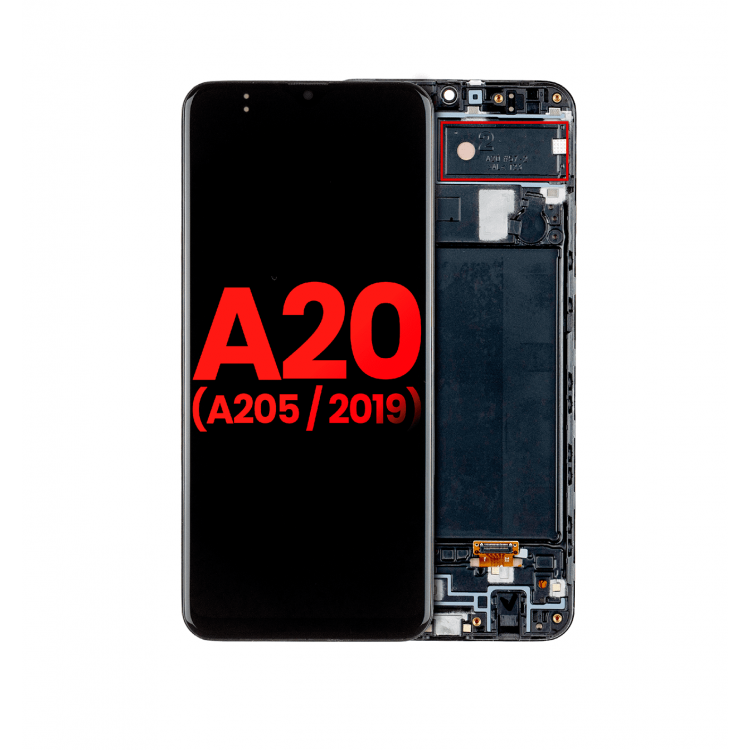 Samsung Galaxy A20 A205 Ekran Dokunmatik Siyah Çıtalı Oled "Tam Ekran"
