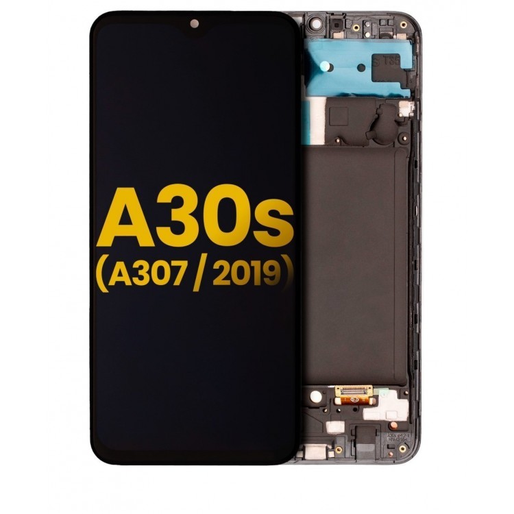 Samsung Galaxy A30s A307 Ekran Dokunmatik Siyah Çıtalı %100 Orjinal Servis Ürün