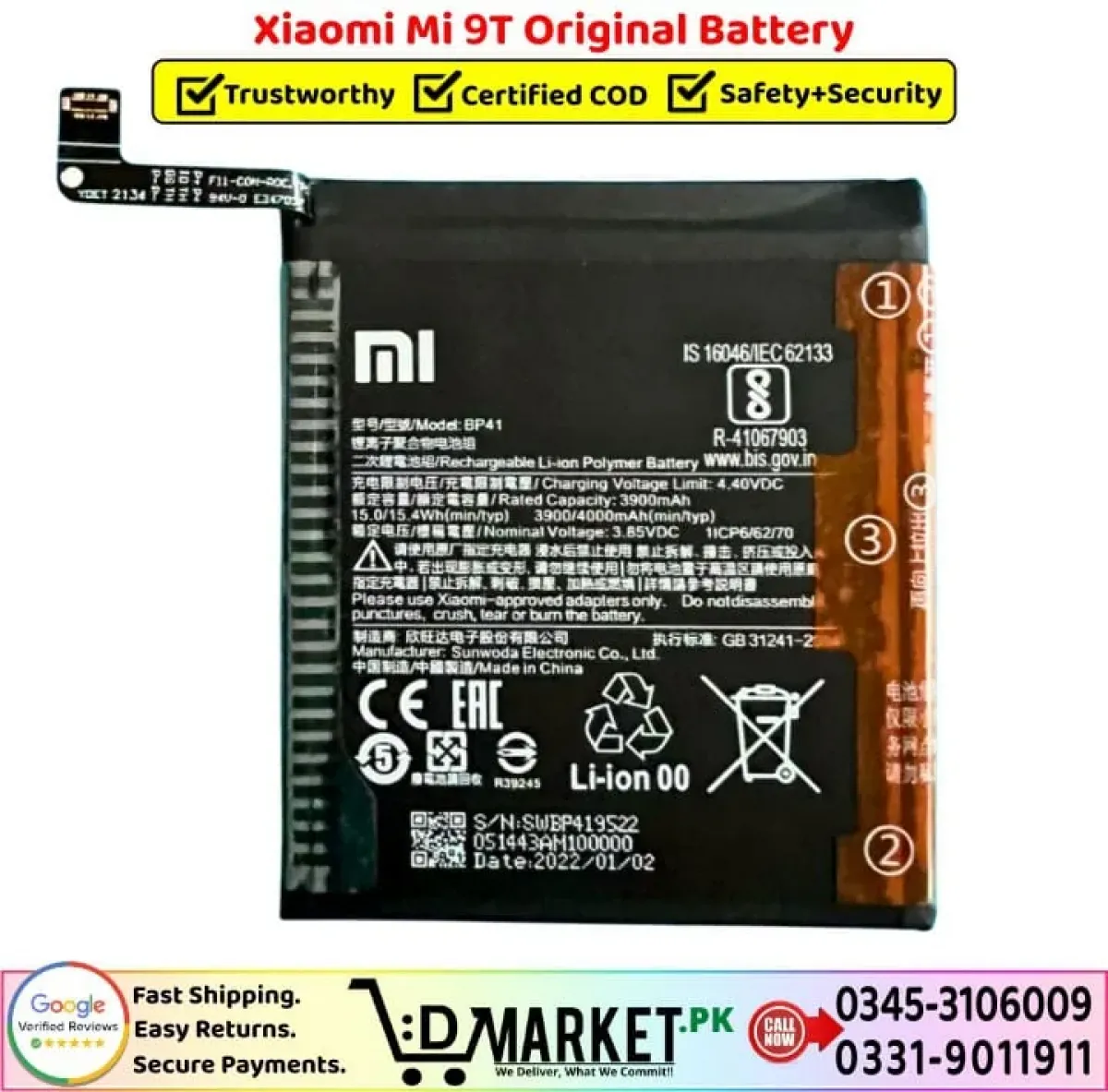Xiaomi Mİ 9T Batarya Pil Orjinal Mah Logosuz Ürün BM4A Xiaomi Mİ 9T Batarya Pil Orjinal Mah Logosuz Ürün BM4A