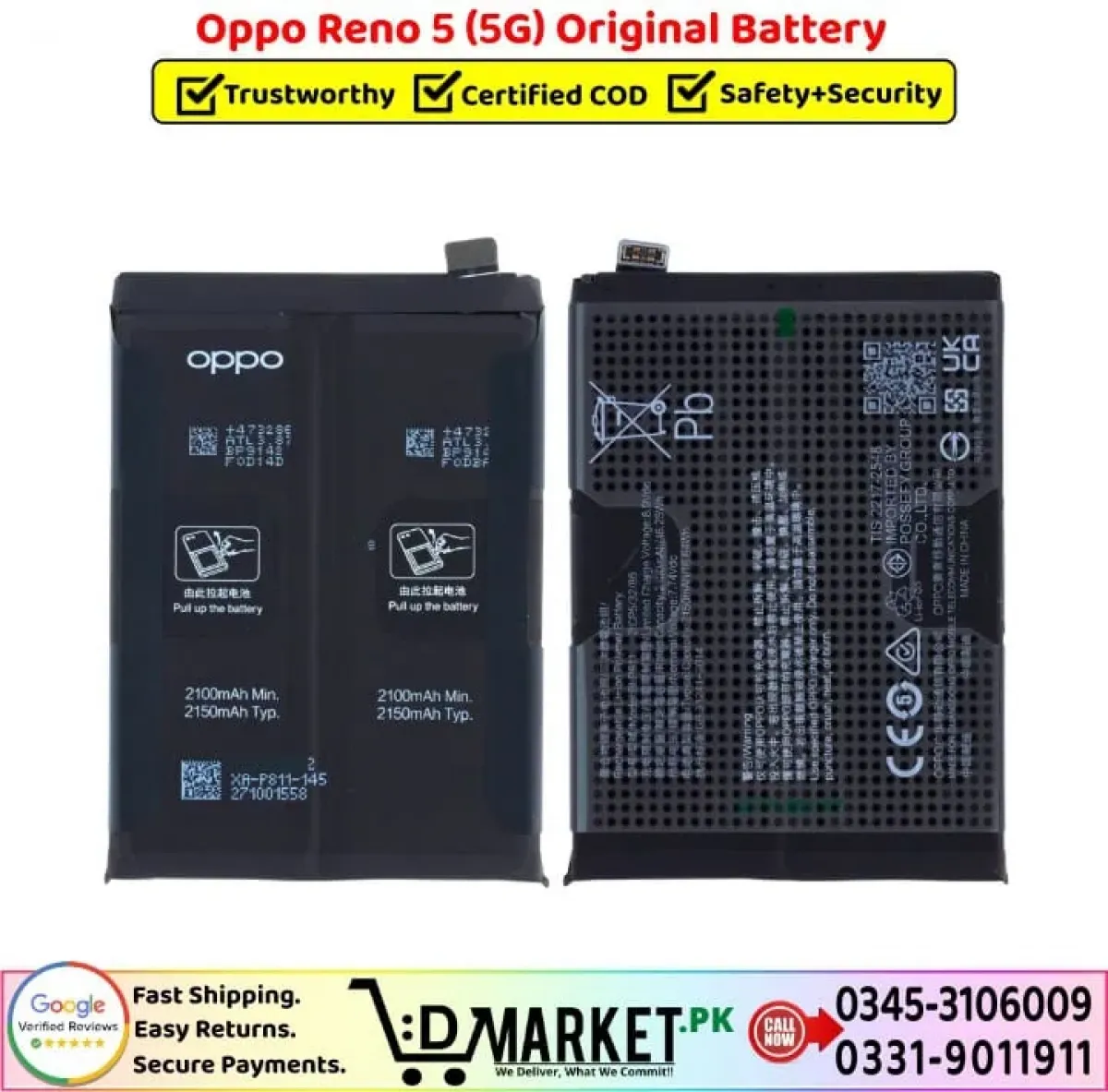 Oppo Rebo 5 Batarya Pil Orjinal Mah Logosuz Ürün BLP759