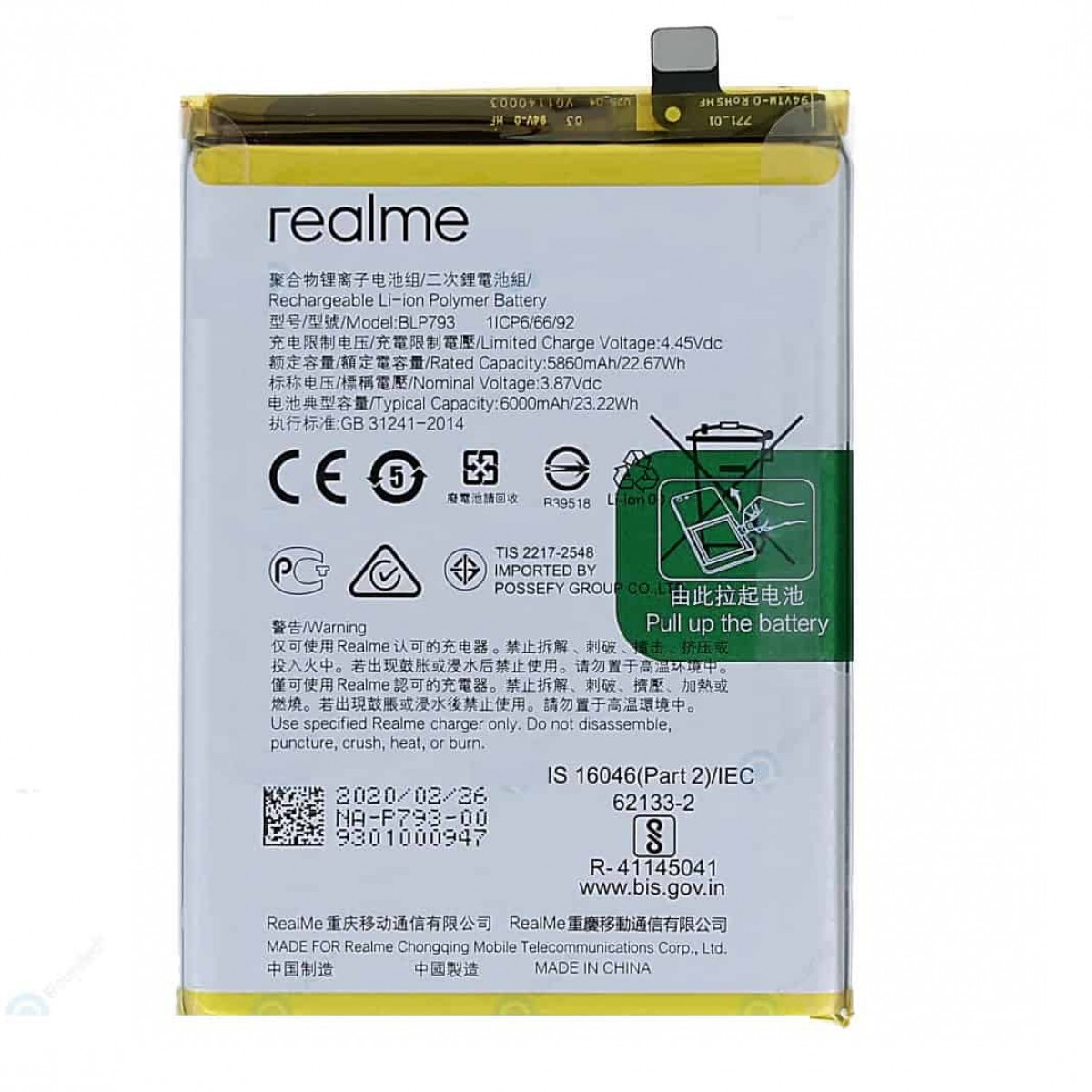 Realme C25 Batarya Pil Orjinal Mah Logosuz Ürün BLP791