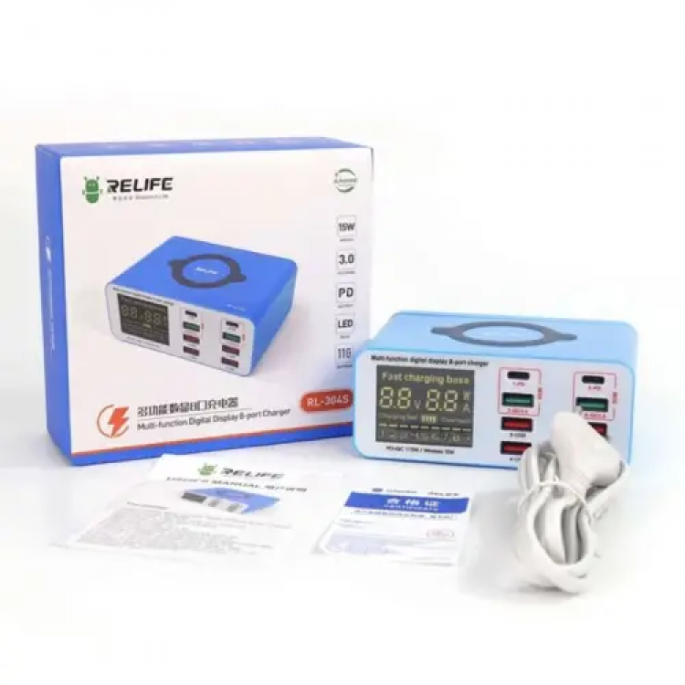 Relife Rl-304S 8 Port Wıreless Type-C Usb Charger