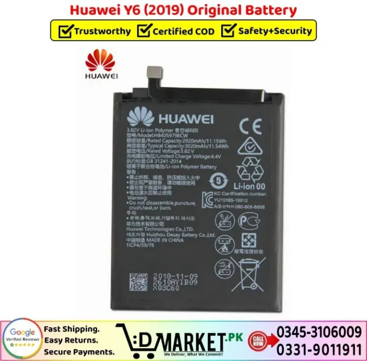 Huawei Y6 2019 Batarya Pil Orijinal Kapasite Logosuz Ürün HB346577ECW (1. Kalitedir)
