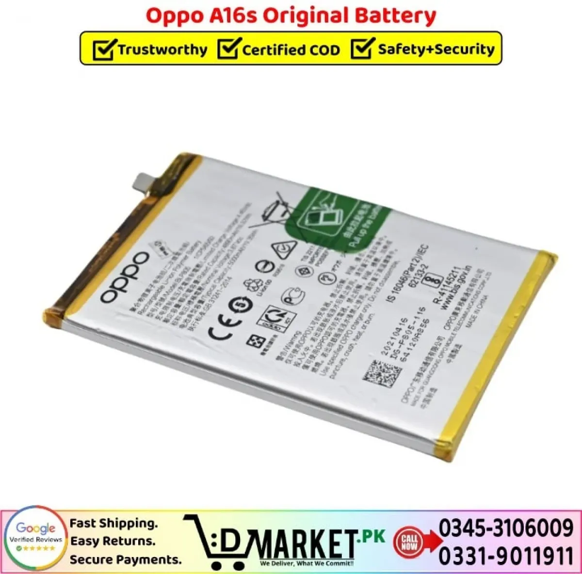 Oppo A16S Batarya Pil Orjinal Mah Logosuz Ürün BLP781 Oppo A16S Batarya Pil Orjinal Mah Logosuz Ürün BLP781