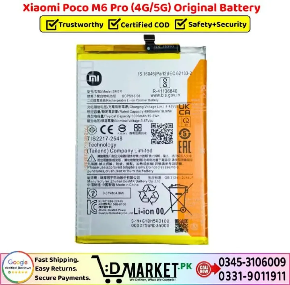 Xiaomi Poco M6 PRO Batarya Pil Orjinal Mah Logosuz Ürün BN5Y Xiaomi Poco M6 PRO Batarya Pil Orjinal Mah Logosuz Ürün BN5Y