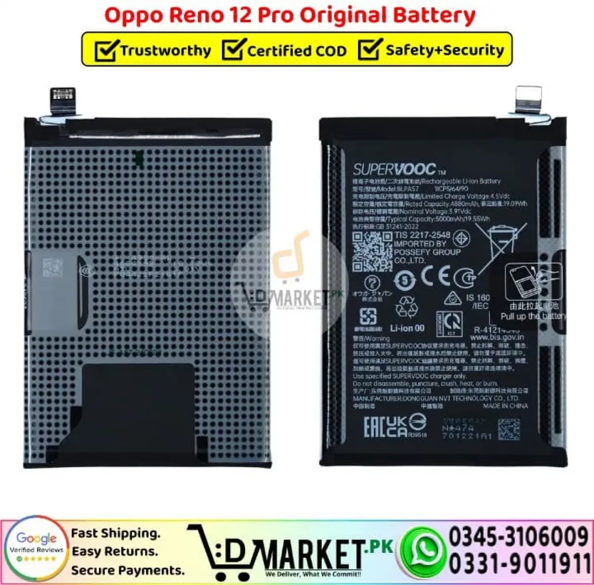 Oppo Rebo 12 PRO Batarya Pil Orjinal Mah Logosuz Ürün