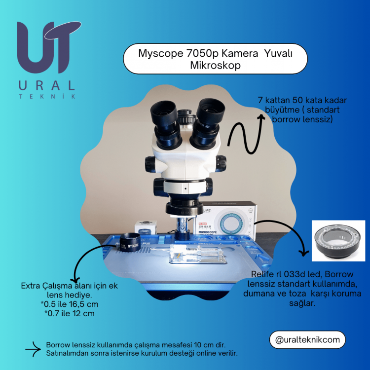 Mikroskop Zs 7050P Kamera Yuvalı Gold Tablo Set